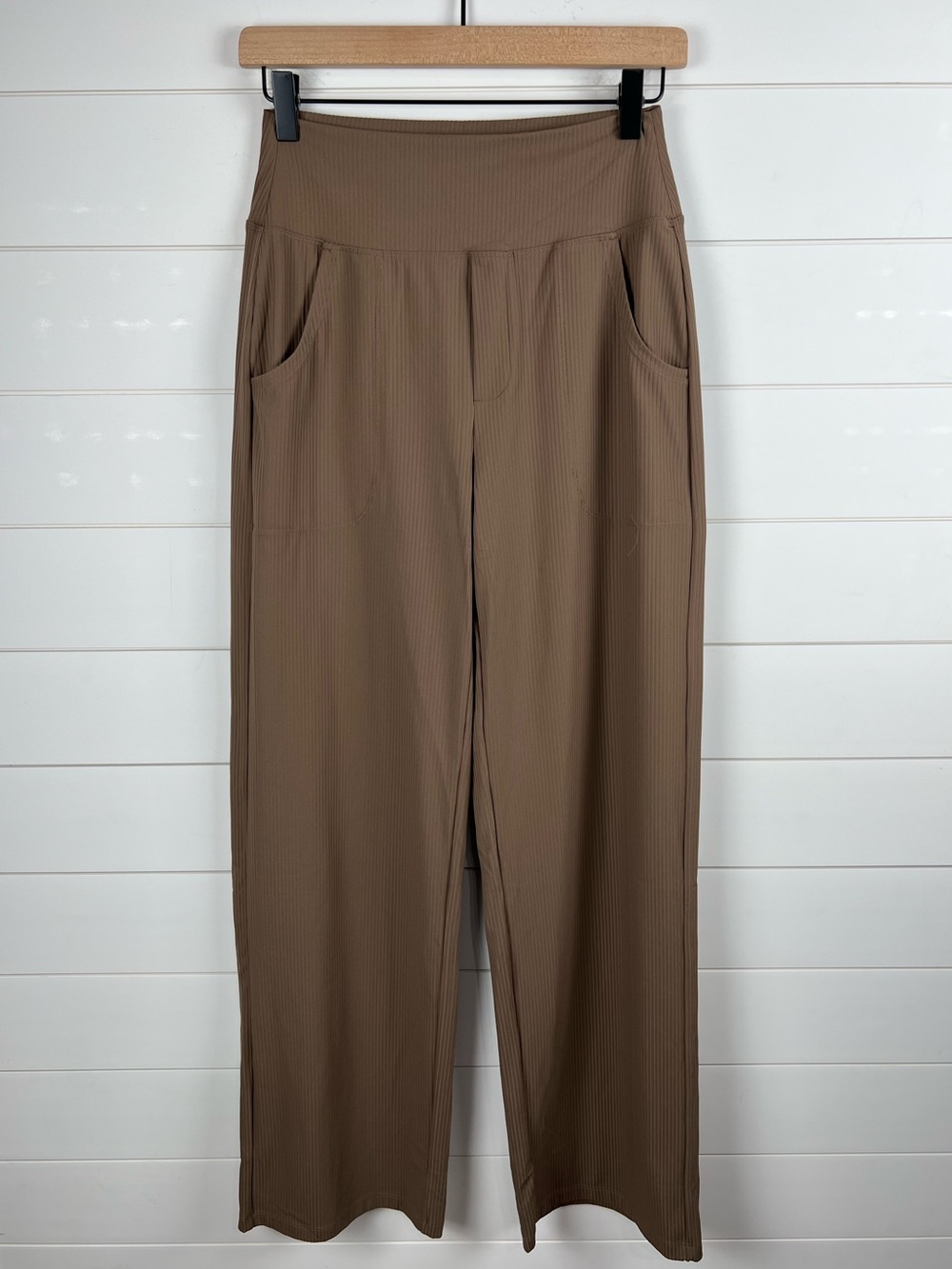 G4Free Ribbed Brown Wide Leg Pants Women’s Small 32” Inseam NWT Textured - Picture 2 of 13